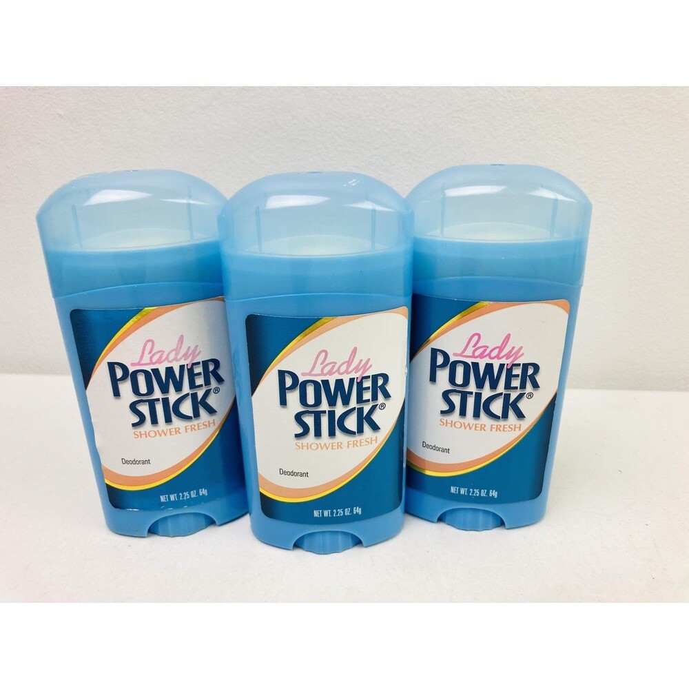 3 Pack Lady Power Stick Shower Fresh Deodorant 2.25 Oz. Older Vintage Formula
